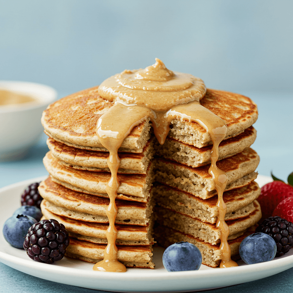Fluffy Almond Flour Pancakes with Nut Butter